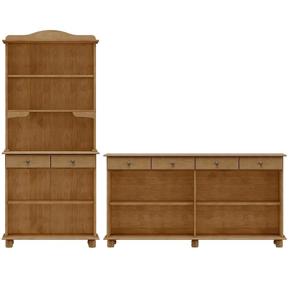 Cristaleira 4 Portas E Balcao 4 Portas Madeira Maciça Freijo Milani Store - 7