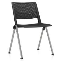 Cadeira Empilhável Fixa Lift F02 Base Aço Cinza Preto - Lyam Decor - 1