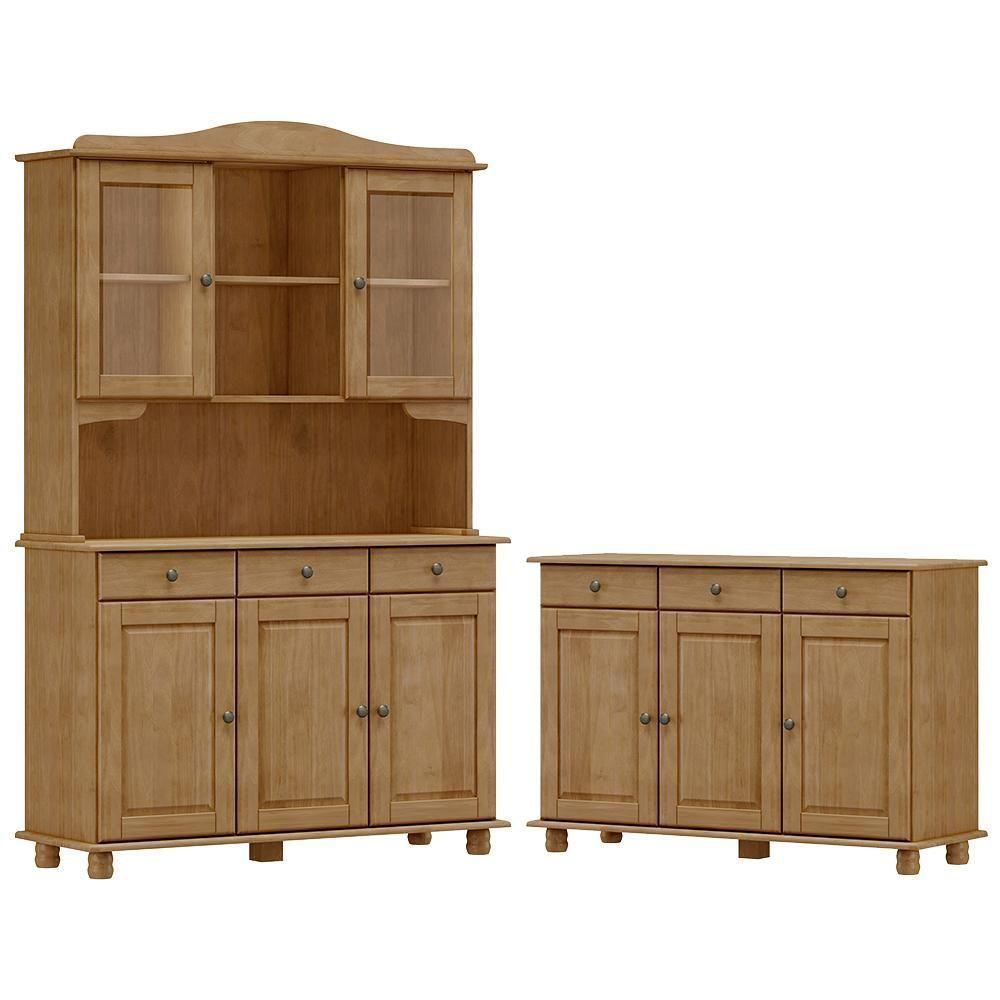 Cristaleira 5 Portas E Balcao 3 Portas Madeira Maciça Freijo Milani Store - 1