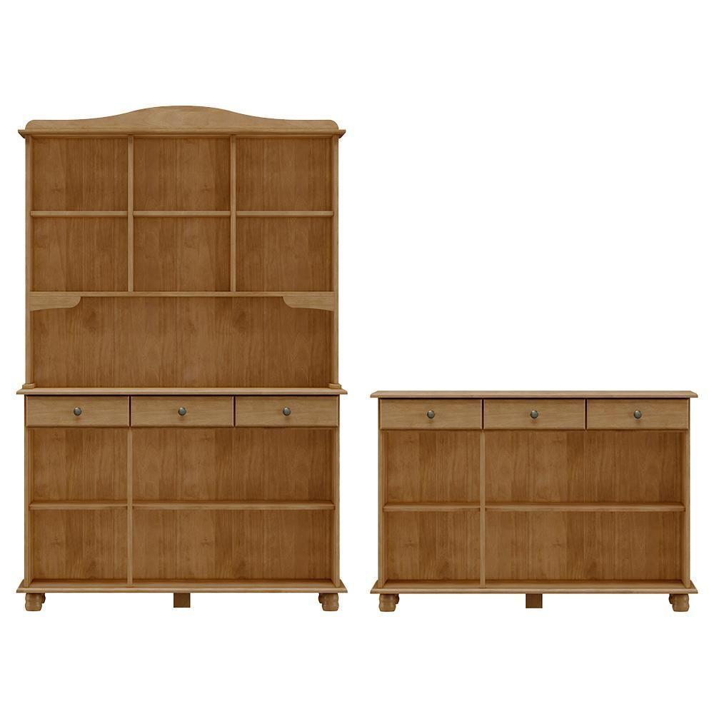 Cristaleira 5 Portas E Balcao 3 Portas Madeira Maciça Freijo Milani Store - 3