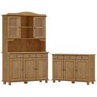 Cristaleira 5 Portas E Balcao 3 Portas Madeira Maciça Freijo Milani Store - 1