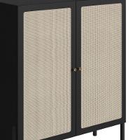 Cristaleira Bar Armário Alto Oslo Artesano 93 Cm (larg) Mdp Nero Palha Sintética Base Madeira Maciça - 5