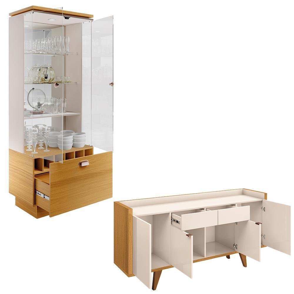 Conjunto Cristaleira E Buffet Aparador Decorativo Peggy/albâni Off White/cinamomo G26 - Gran Belo - 7