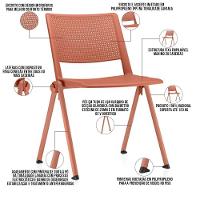 Cadeira Empilhável Fixa Lift F02 Base Aço Laranja - Lyam Decor - 2