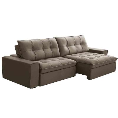 Sofá Retrátil Reclinável 3 Lugares 250cm Argon F05 Veludo Castor - Mpozenato