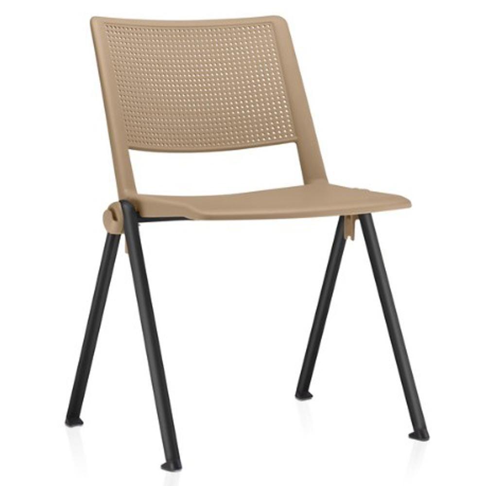 Cadeira Empilhável Fixa Lift F02 Base Aço Preto Nude - Lyam Decor - 1