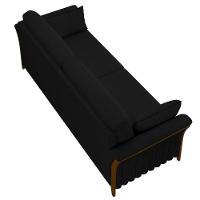 Sofá Living 3 Lugares 222cm Pés Madeira Roya M22 Veludo Preto - Mpozenato - 5