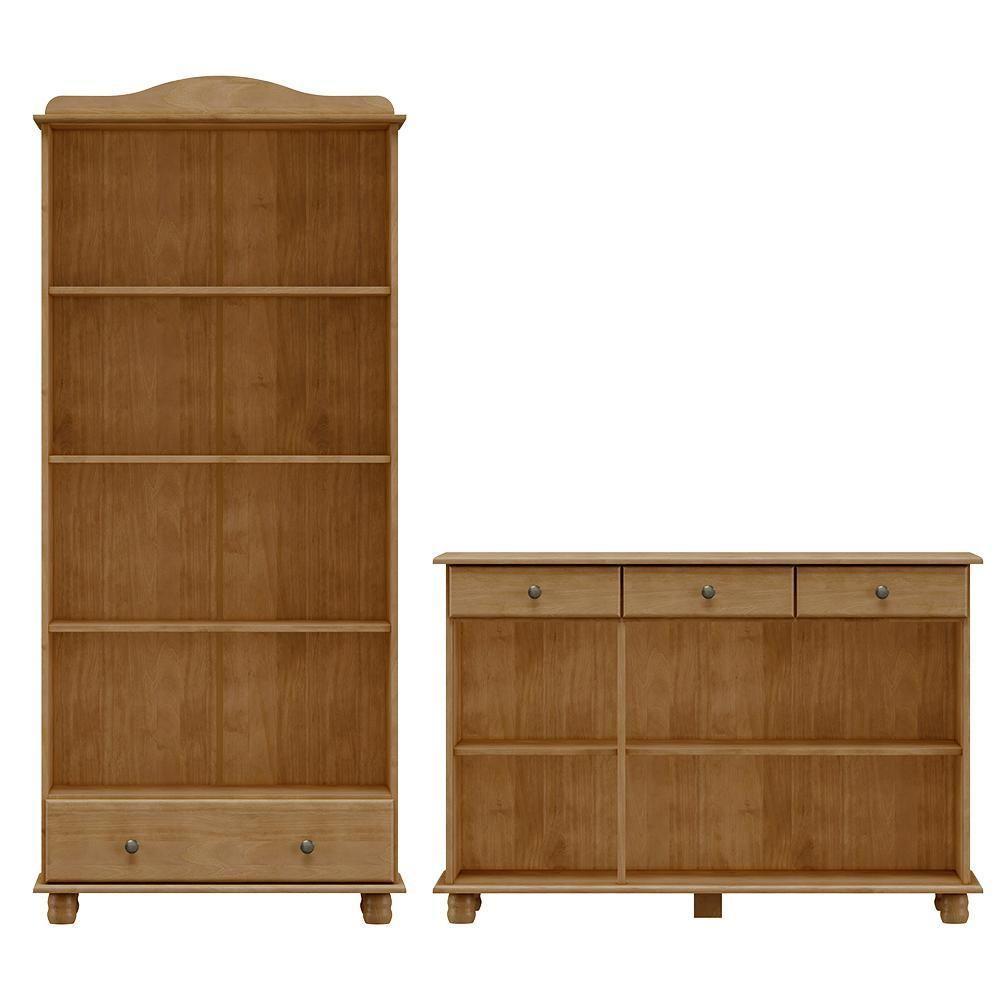 Armario Cristaleira E Balcao 3 Portas Madeira Maciça Freijo Milani Store - 2