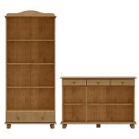 Armario Cristaleira E Balcao 3 Portas Madeira Maciça Freijo Milani Store - 2