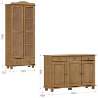 Armario Cristaleira E Balcao 3 Portas Madeira Maciça Freijo Milani Store