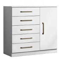Cômoda Sapateira Multiuso 5 Gavetas 1 Porta Milão Aramóveis Branco - 1