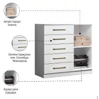Cômoda Sapateira Multiuso 5 Gavetas 1 Porta Milão Aramóveis Branco - 2