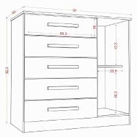 Cômoda Sapateira Multiuso 5 Gavetas 1 Porta Milão Aramóveis Branco - 6