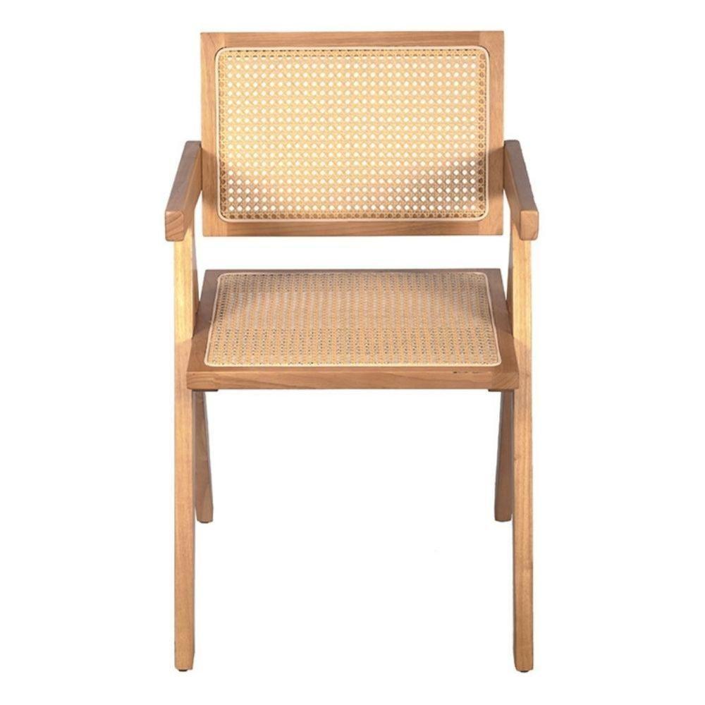 Cadeira Com Braços Chandy Or Design 46 Cm (larg) Madeira Clara Assento E Encosto Palha Natural Bege - 2