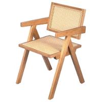 Cadeira Com Braços Chandy Or Design 46 Cm (larg) Madeira Clara Assento E Encosto Palha Natural Bege - 1