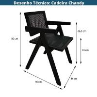 Cadeira Com Braços Chandy Or Design 46 Cm (larg) Madeira Clara Assento E Encosto Palha Natural Bege - 4