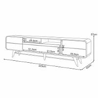 Rack Para Sala De Estar Tv 85 Pol Orgânico 220cm Erah B01 Off White Cinamomo - Lyam Decor