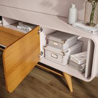 Rack Para Sala De Estar Tv 85 Pol Orgânico 220cm Erah B01 Off White Cinamomo - Lyam Decor - 6