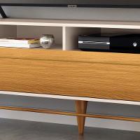 Rack Para Sala De Estar Tv 85 Pol Orgânico 220cm Erah B01 Off White Cinamomo - Lyam Decor - 7