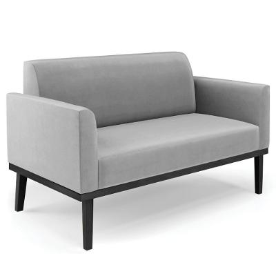 Sofá Namoradeira Base Madeira Preto Maressa Suede Cinza - Ibiza