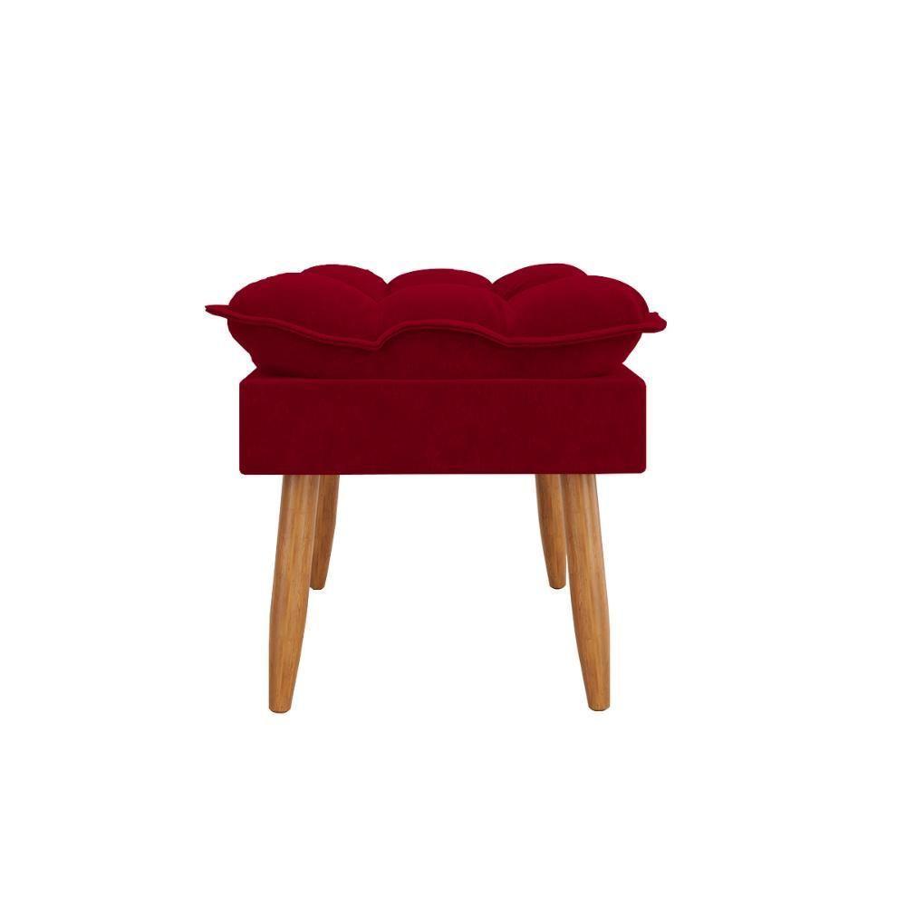 Kit 02 Poltronas + Sofá 2 Lugares Com Puff Opala Balaqui Vermelho - 8