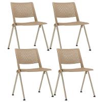 Kit 04 Cadeiras Empilhável Fixa Lift F02 Base Aço Nude - Lyam Decor - 1