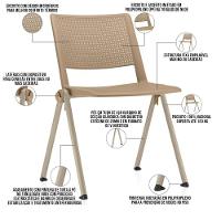 Kit 04 Cadeiras Empilhável Fixa Lift F02 Base Aço Nude - Lyam Decor - 3