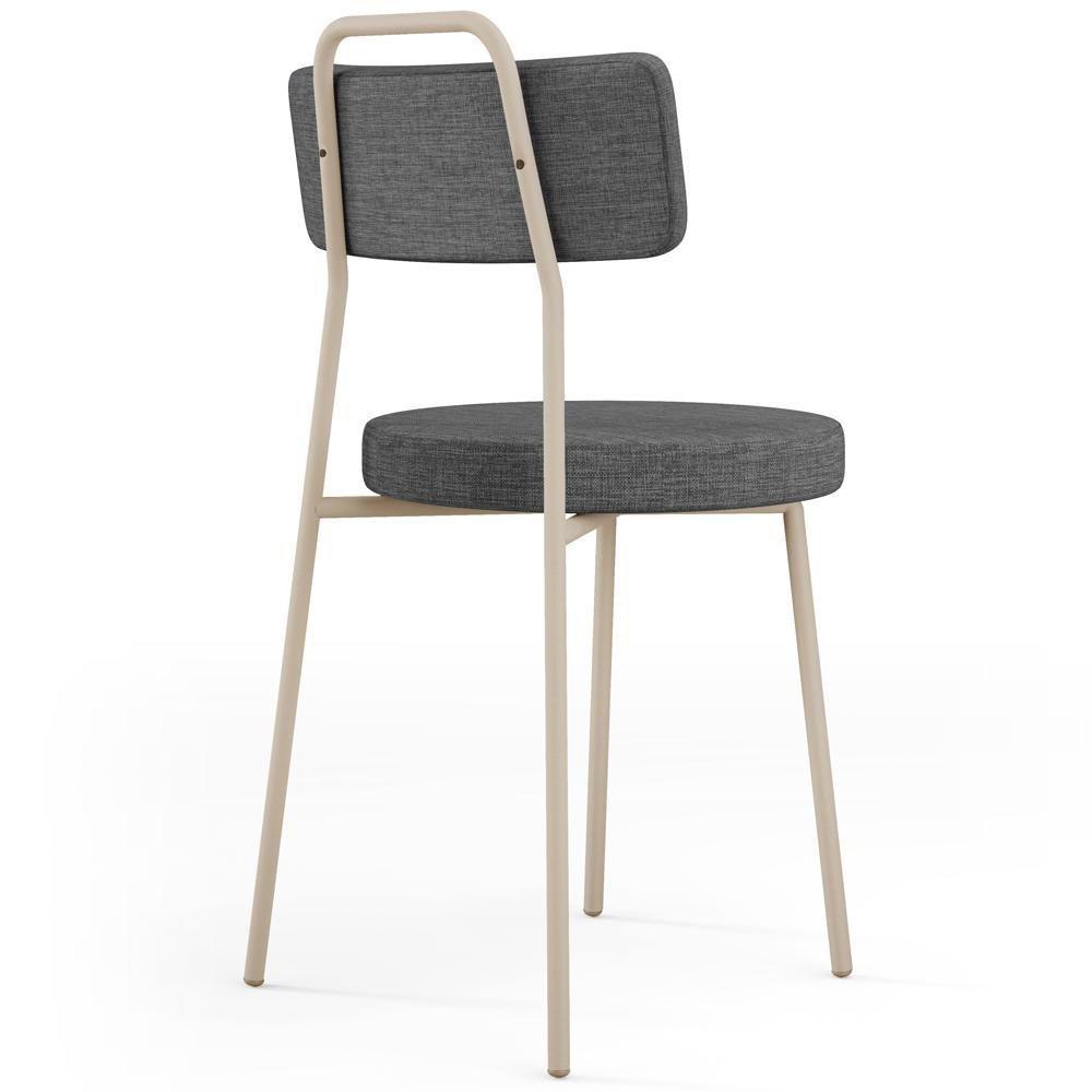 Kit 08 Cadeiras Decorativas Estofada Sala Jantar Barcelona Arena L02 Linho Cinza Escuro - Lyam - 7