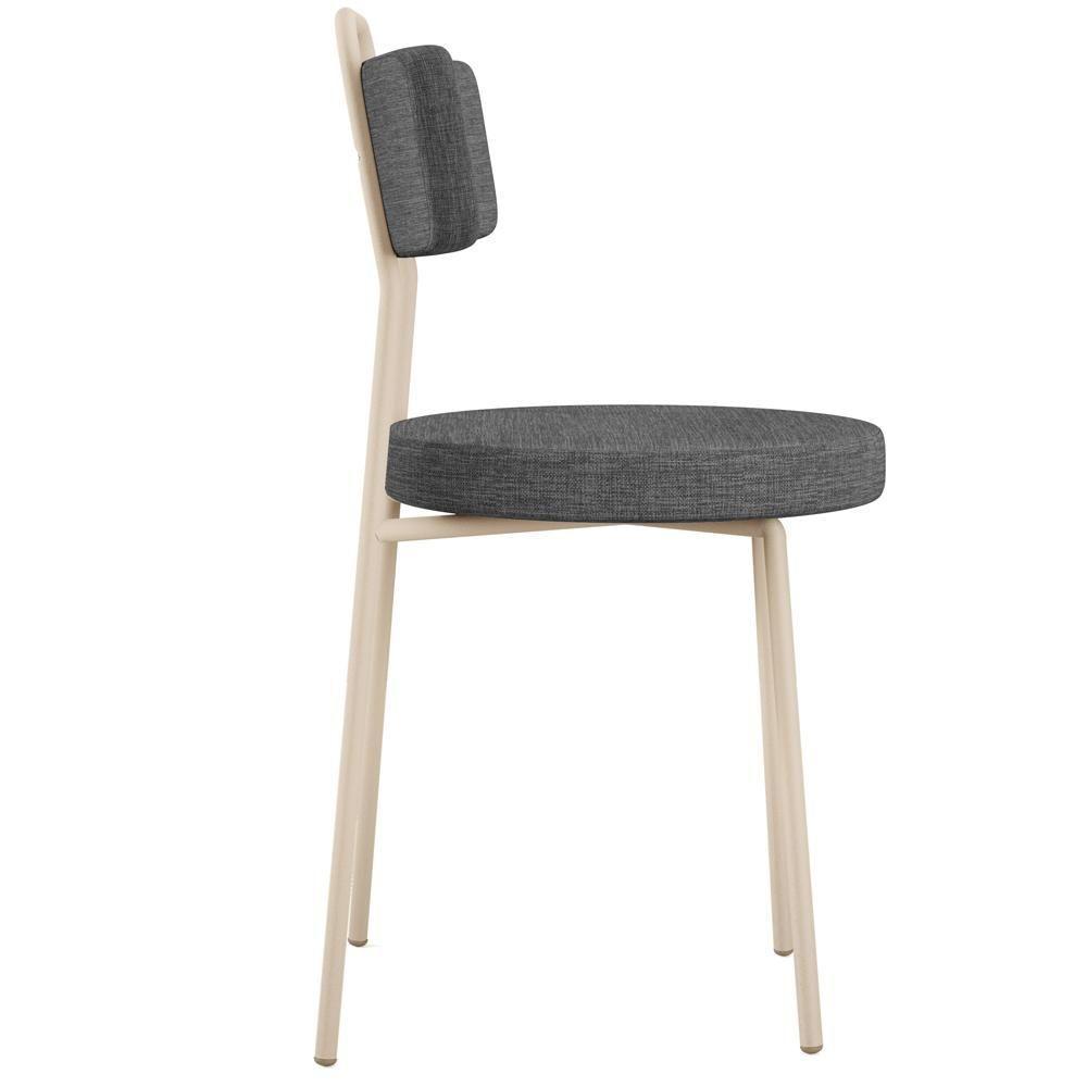 Kit 08 Cadeiras Decorativas Estofada Sala Jantar Barcelona Arena L02 Linho Cinza Escuro - Lyam - 8