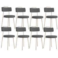 Kit 08 Cadeiras Decorativas Estofada Sala Jantar Barcelona Arena L02 Linho Cinza Escuro - Lyam - 1