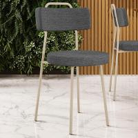 Kit 08 Cadeiras Decorativas Estofada Sala Jantar Barcelona Arena L02 Linho Cinza Escuro - Lyam - 2