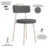 Kit 08 Cadeiras Decorativas Estofada Sala Jantar Barcelona Arena L02 Linho Cinza Escuro - Lyam