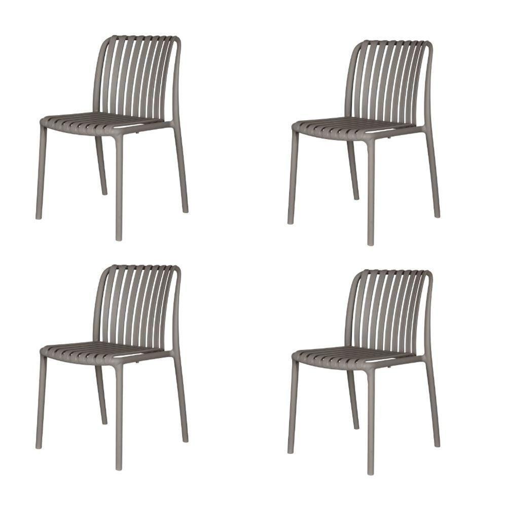 Kit 4 Cadeiras Empilhável Inmetro Sem Braço Cancun Gávea Fratini 49 Cm Polipropileno Cinza - 1