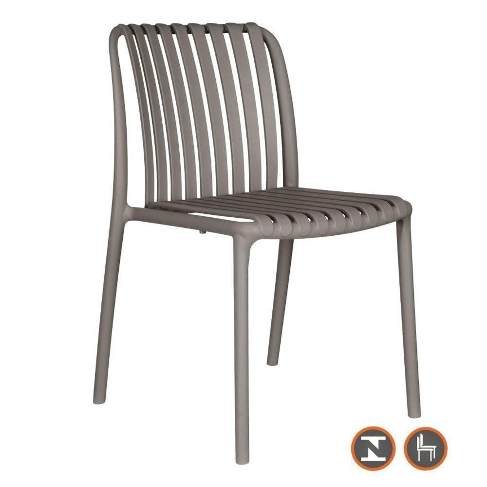 Kit 4 Cadeiras Empilhável Inmetro Sem Braço Cancun Gávea Fratini 49 Cm Polipropileno Cinza - 4