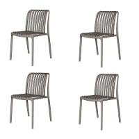 Kit 4 Cadeiras Empilhável Inmetro Sem Braço Cancun Gávea Fratini 49 Cm Polipropileno Cinza - 1