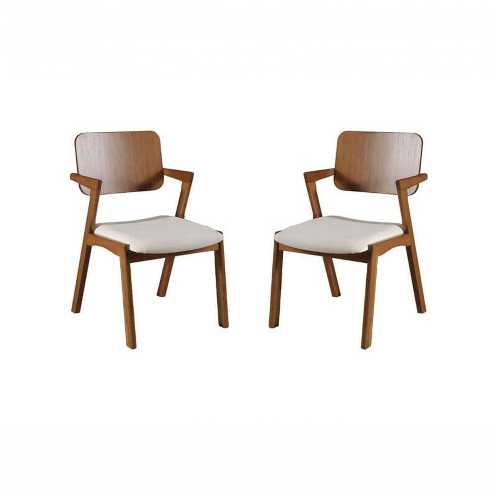 Kit 2 Cadeiras Anatômica Com Braço Em Madeira Maciça - Lótus - Harmonia Salas - 1