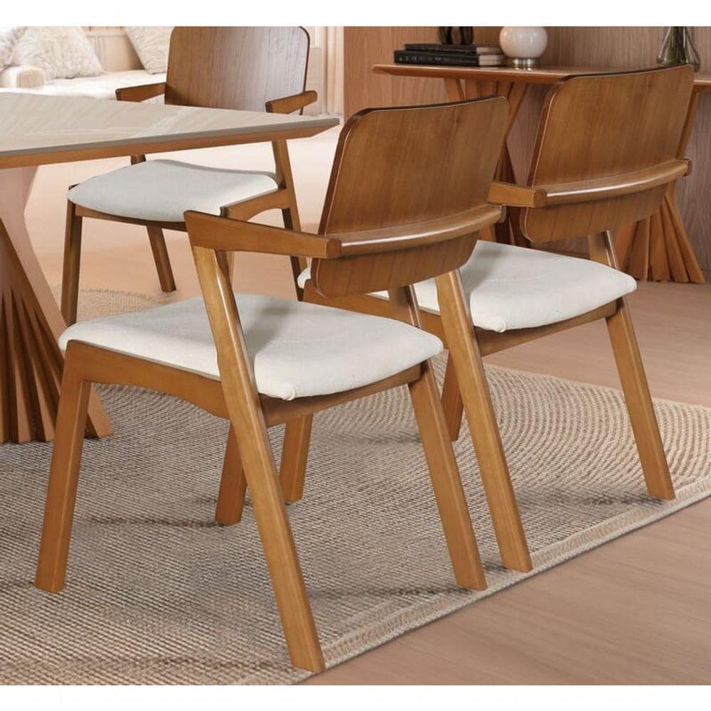 Kit 2 Cadeiras Anatômica Com Braço Em Madeira Maciça - Lótus - Harmonia Salas - 2