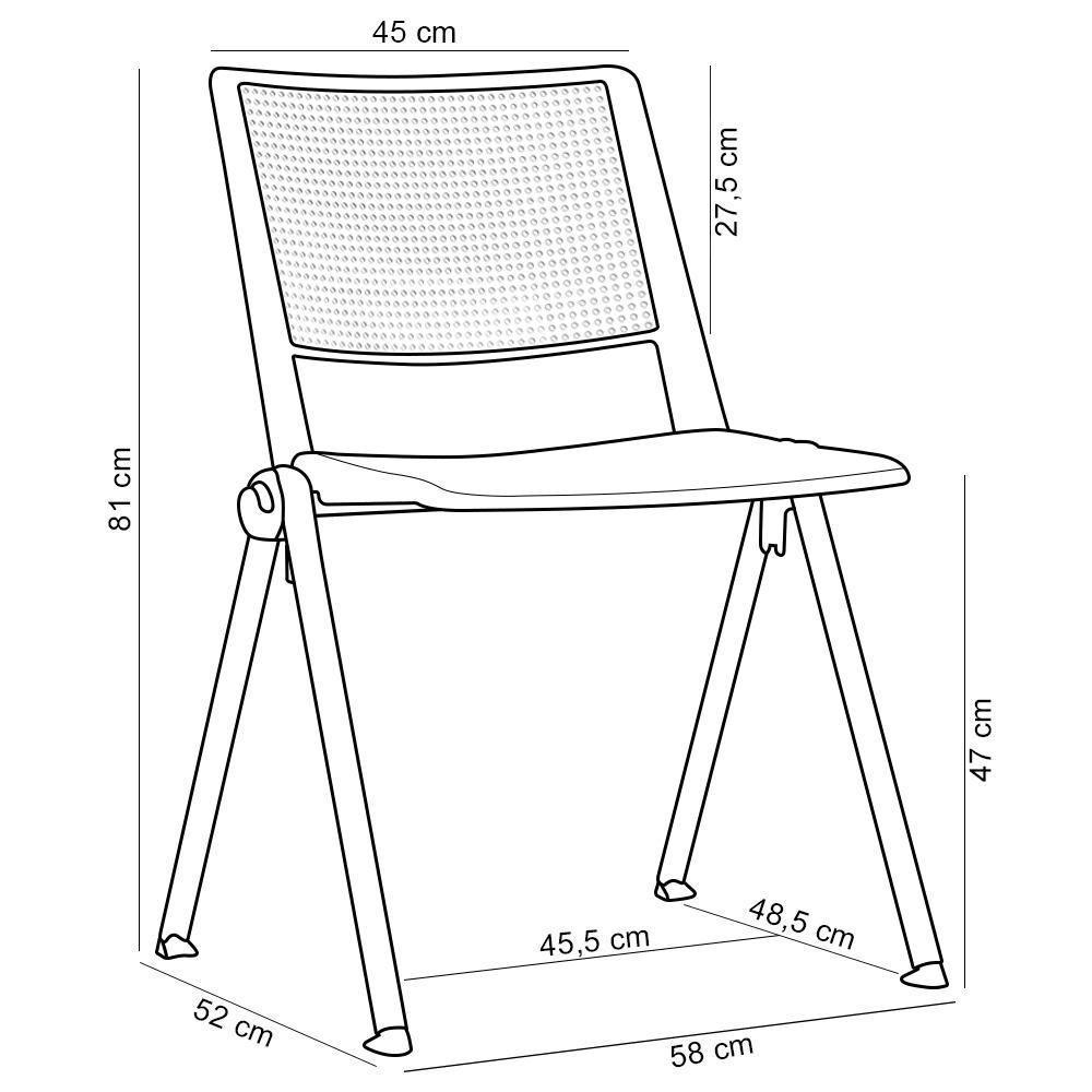 Kit 06 Cadeiras Empilhável Fixa Lift F02 Base Aço Cinza Laranja - Lyam Decor - 4