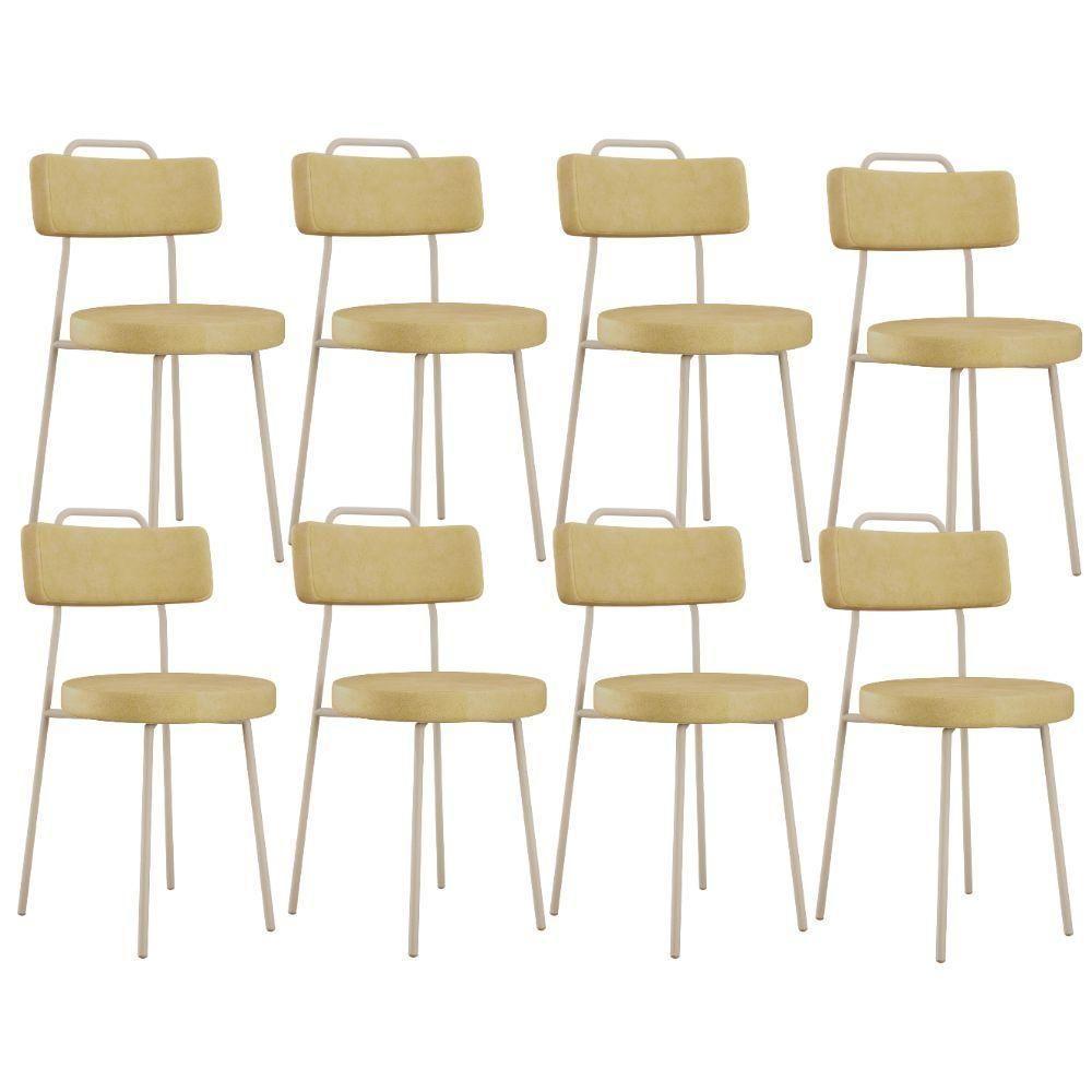 Kit 08 Cadeiras Decorativas Estofada Sala Jantar Barcelona Arena L02 Couríssimo Fendi - Lyam - 1