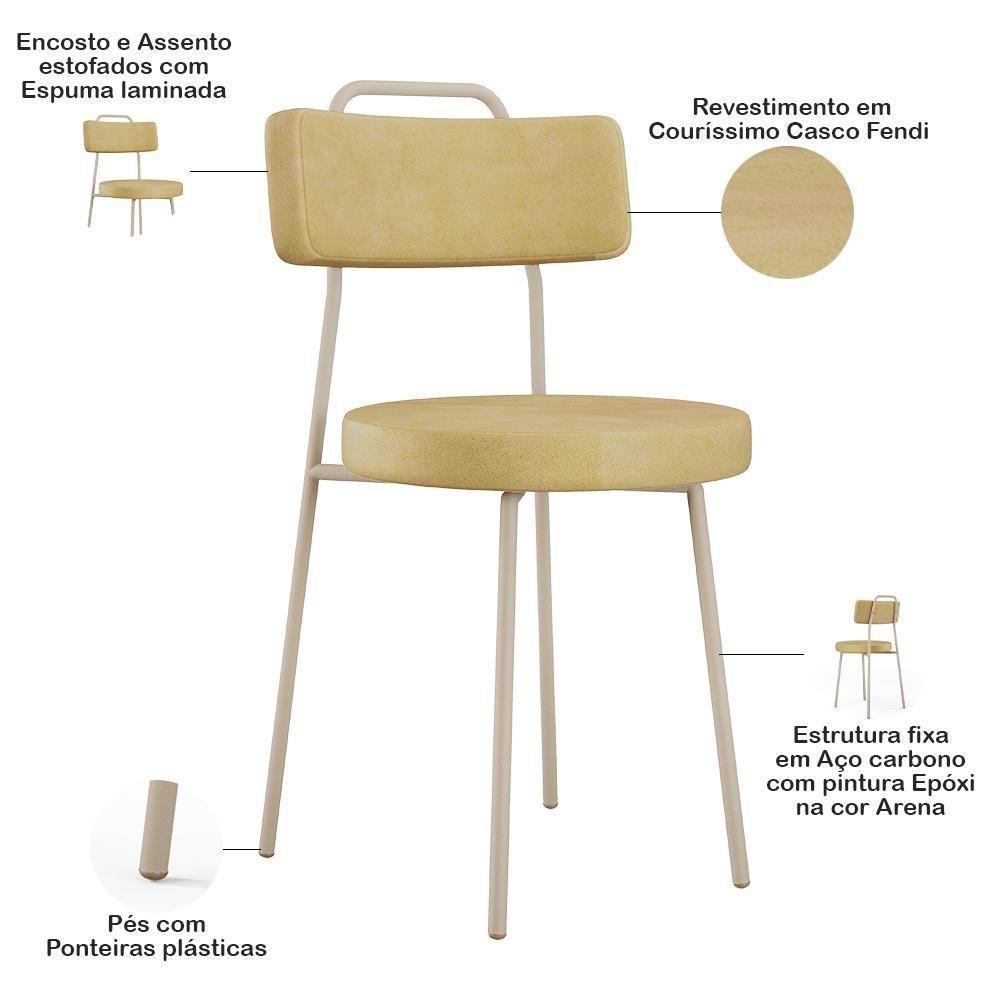 Kit 08 Cadeiras Decorativas Estofada Sala Jantar Barcelona Arena L02 Couríssimo Fendi - Lyam - 4