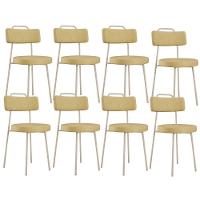 Kit 08 Cadeiras Decorativas Estofada Sala Jantar Barcelona Arena L02 Couríssimo Fendi - Lyam - 1