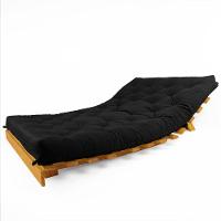 Sofá Cama Casal Futon Tokio Preto Acquablock Madeira Maciça Cor Mel - 2