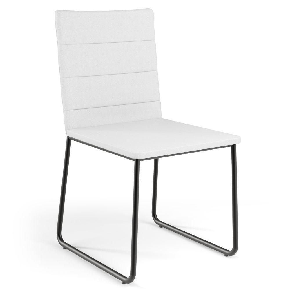 Kit 04 Cadeiras Decorativa Estofada Para Sala De Jantar Preto Maya L02 Facto Branco - Lyam Decor - 3