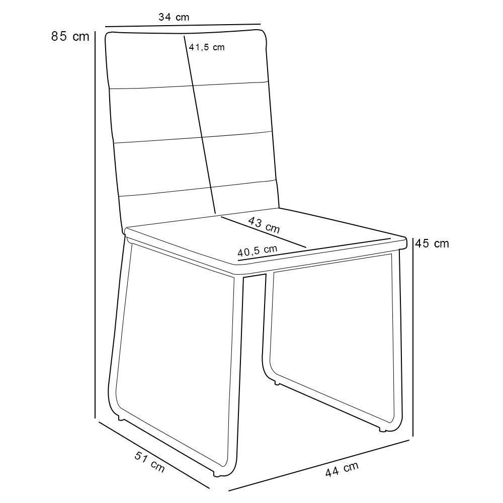 Kit 04 Cadeiras Decorativa Estofada Para Sala De Jantar Preto Maya L02 Facto Branco - Lyam Decor - 5