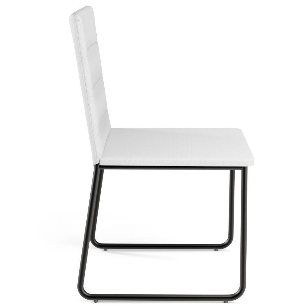 Kit 04 Cadeiras Decorativa Estofada Para Sala De Jantar Preto Maya L02 Facto Branco - Lyam Decor - 8