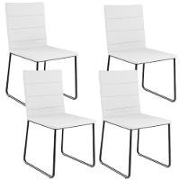 Kit 04 Cadeiras Decorativa Estofada Para Sala De Jantar Preto Maya L02 Facto Branco - Lyam Decor - 1