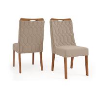 Kit 2 Cadeiras Sala Jantar Bia Freijó/suede Kraft Bege - Dj Móveis - 1