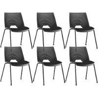 Kit 06 Cadeiras Empilhável Fixa Liked F02 Base Aço Preto - Lyam Decor - 1