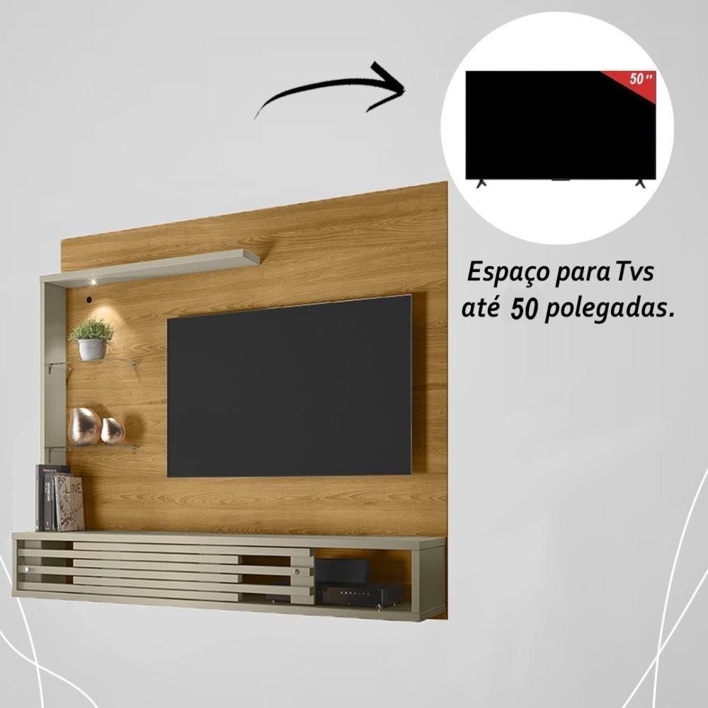 Painel Bancada Suspensa Com Led Tvs Até 50 Polegadas Frizz Select - Cumaru-opala - 3