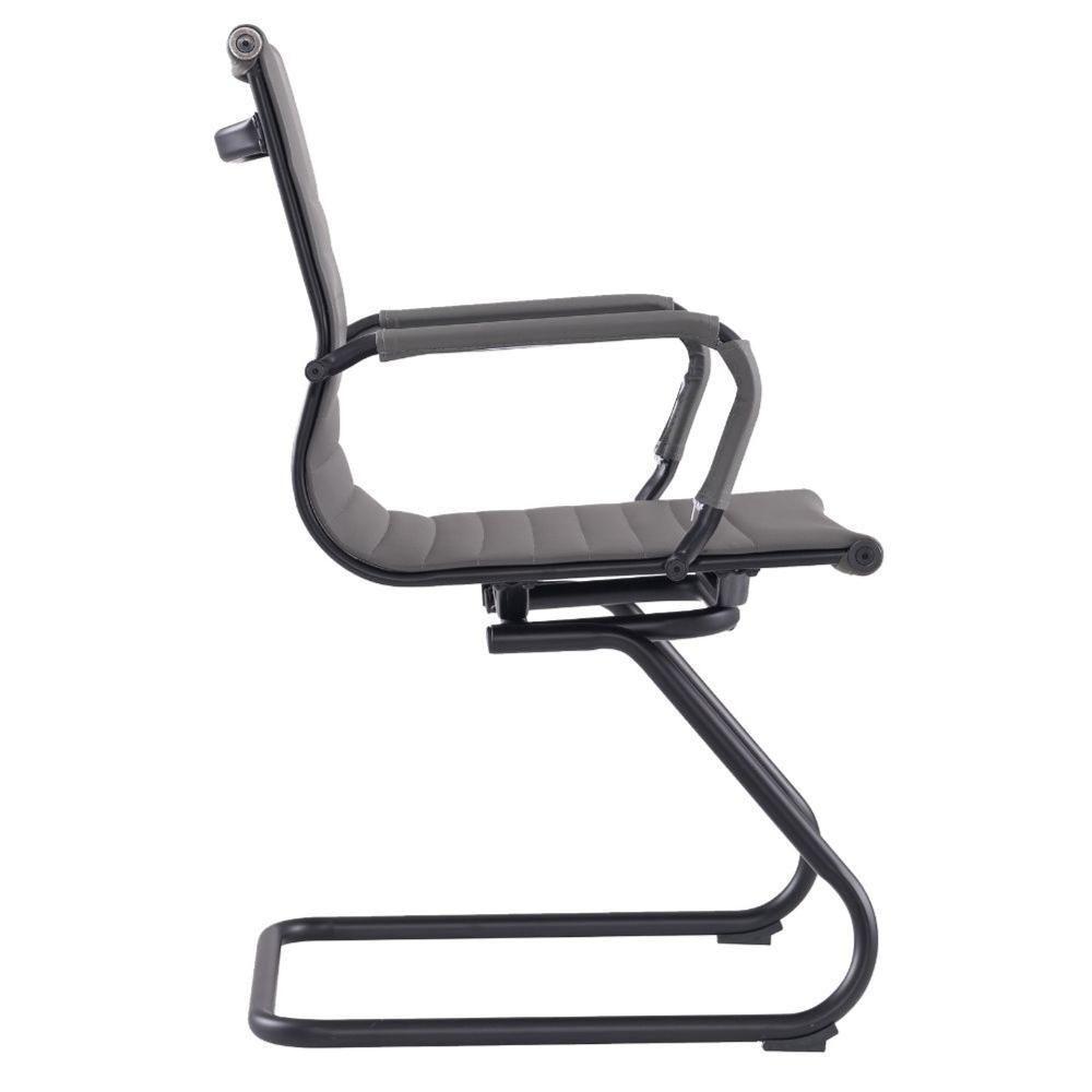 Kit 2 Cadeiras Escritóriomanhattan Black Esteirinha Diretor Fratini Em Pu Cinza Base Fixa Preto - 4